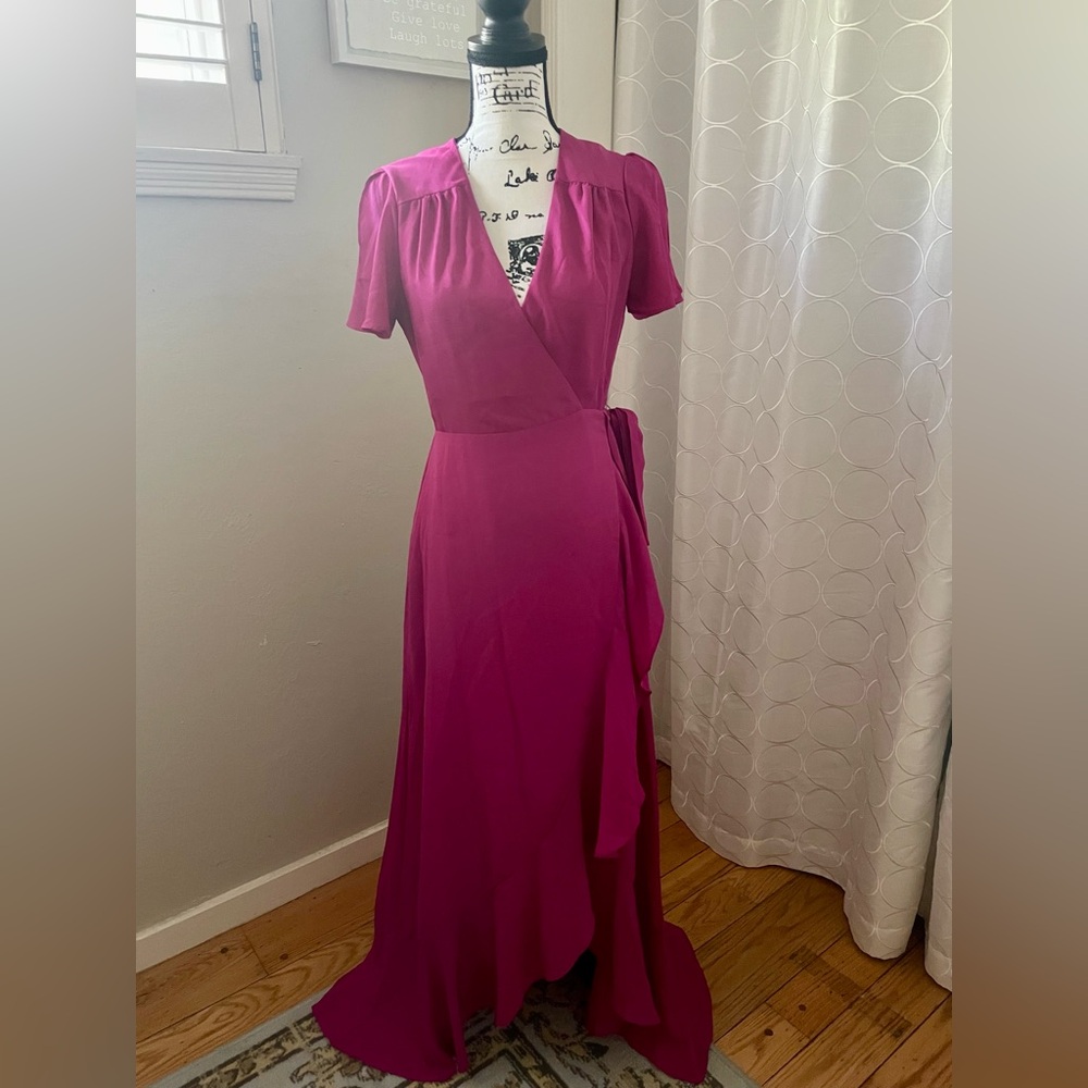 Beautiful fuchsia wrap dress